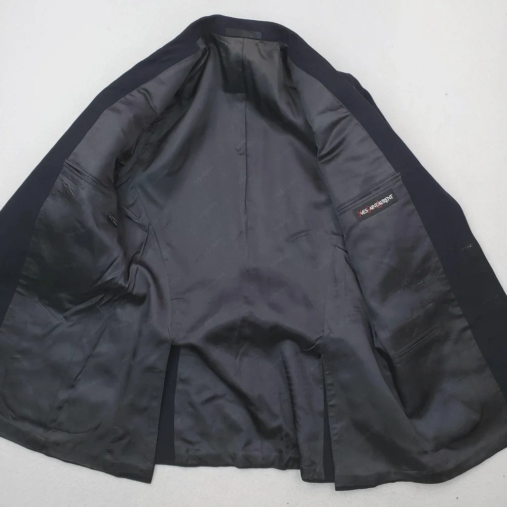 Vintage Yves Saint Laurent Blazer Mens 38 Navy Blue Gold Button Sport Coat